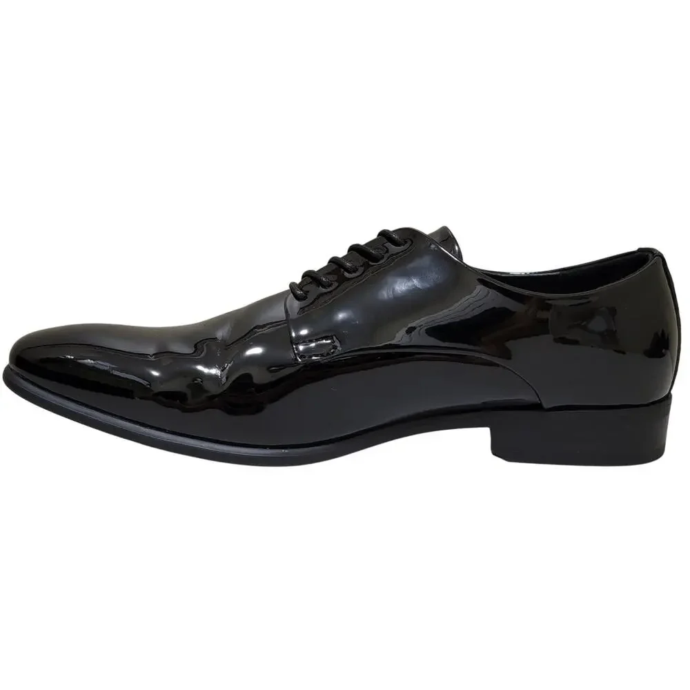 Alfani Walkerr Plain Toe Derby Oxfords Size US 10.5M Black Patent Faux Leather